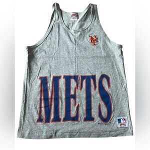 Vintage New York Mets Gray Graphic Tank Top - 100% Cotton - Made in the USA
